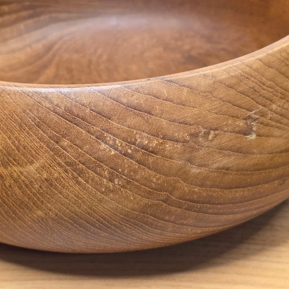 Vintage Teak Solid Wood Salad Bowl Serving Set 7pc Brown Mid Century‎ Modern